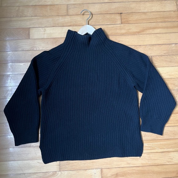 Theory Sweaters - Theory Pate Fine Haven Black Wool Cashmere Ribbed Mock Neck Sweater Small